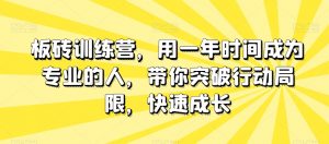板砖训练营,用一年时间成为专业的人,带你突破行动局限,快速成长-网赚资源网