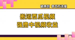 搬运西瓜视频强撸中视频收益,日赚600+破原创,拿百万流量【揭秘】-网赚资源网