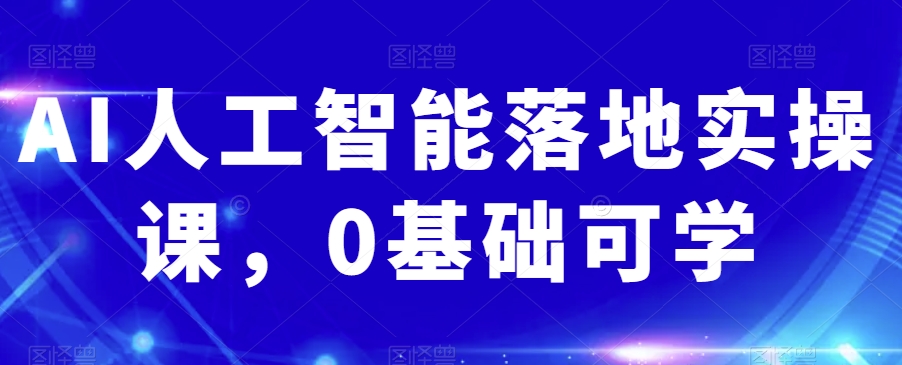 AI人工智能落地实操课，0基础可学 - 网赚资源网-网赚资源网
