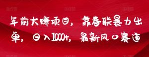 年前大赚项目,靠春联暴力出单,日入1000+,最新风口赛道【揭秘】-网赚资源网