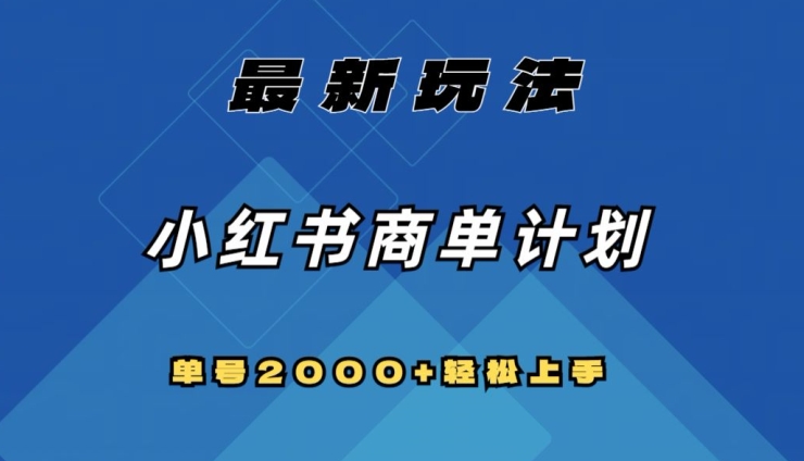 全网首发，小红书商单计划最新玩法，单号2000+可扩大可复制【揭秘】 - 网赚资源网-网赚资源网