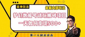 数据号回归玩法游戏试玩搬砖项目再创日入500+【揭秘】-网赚资源网