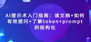 AI提示术入门指南:读文档+如何有效提问+了解token+prompt的结构化【揭秘】-网赚资源网