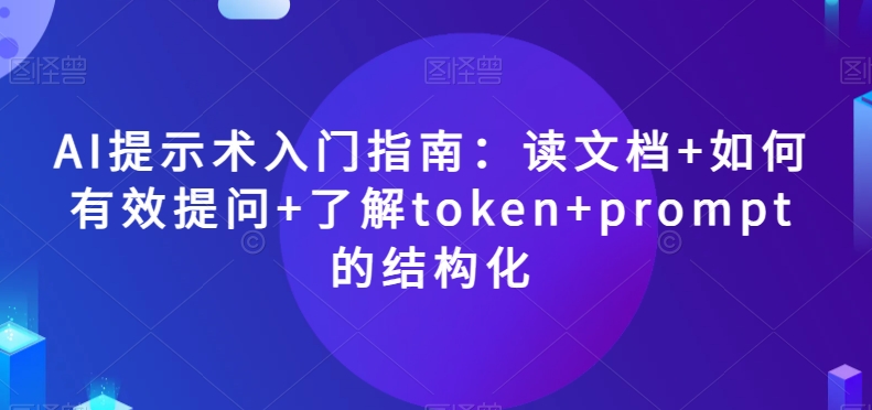 AI提示术入门指南：读文档+如何有效提问+了解token+prompt的结构化【揭秘】-网赚资源网