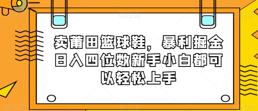 卖莆田篮球鞋，暴利掘金日入四位数新手小白都可以轻松上手【揭秘】 - 网赚资源网-网赚资源网