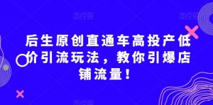 后生原创直通车高投产低价引流玩法,教你引爆店铺流量!-网赚资源网