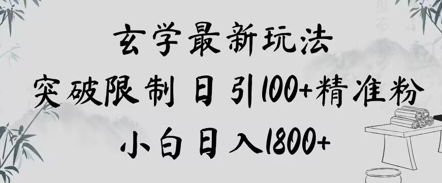 玄学新玩法，突破限制，日引100+精准粉，小白日入1800+【揭秘】 - 网赚资源网-网赚资源网