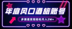年底大风口旅游赛道酒旅账号，多渠道变现，小白也能月入2W+【揭秘】-网赚资源网