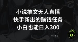 小说推文无人直播，快手新出的赚钱任务，小白也能日入300+【揭秘】-网赚资源网