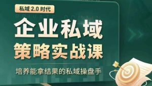 私域2.0时代:企业私域策略实战课,培养能拿结果的私域操盘手-网赚资源网