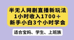 半无人网剧直播新玩法,1小时收入1700+,新手小白3小时学会【揭秘】-网赚资源网
