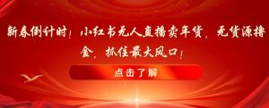 新春倒计时！小红书无人直播卖年货，无货源撸金，抓住最大风口【揭秘】-网赚资源网