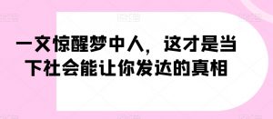 一文惊醒梦中人,这才是当下社会能让你发达的真相【公众号付费文章】-网赚资源网