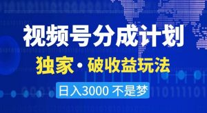 视频号分成计划,独家·破收益玩法,日入3000不是梦【揭秘】-网赚资源网