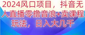 2024风口项目,抖音无人主播撸音浪+卖课程玩法,日入大几千【揭秘】-网赚资源网