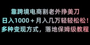 靠跨境电商割老外挣美刀，日入1000＋月入几万轻轻松松！多种变现方式，落地保姆级教程【揭秘】-网赚资源网