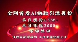 全网首发Ai换脸引流男粉,单日涨粉1.5w+,单日变现3000+,小白也能轻松上手拿结果【揭秘】-网赚资源网
