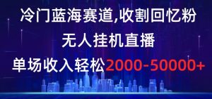 冷门蓝海赛道,收割回忆粉,无人挂机直播,单场收入轻松2000-5w+【揭秘】-网赚资源网