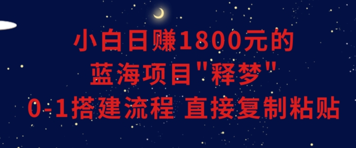 小白能日赚1800元的蓝海项目”释梦”0-1搭建流程可直接复制粘贴长期做【揭秘】 - 网赚资源网-网赚资源网