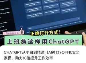 CHATGPT从小白到精通,AI神器+OFFICE全家桶,助力10倍提升工作效率-网赚资源网