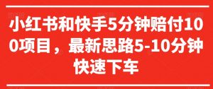 小红书和快手5分钟赔付100项目,最新思路5-10分钟快速下车【仅揭秘】-网赚资源网