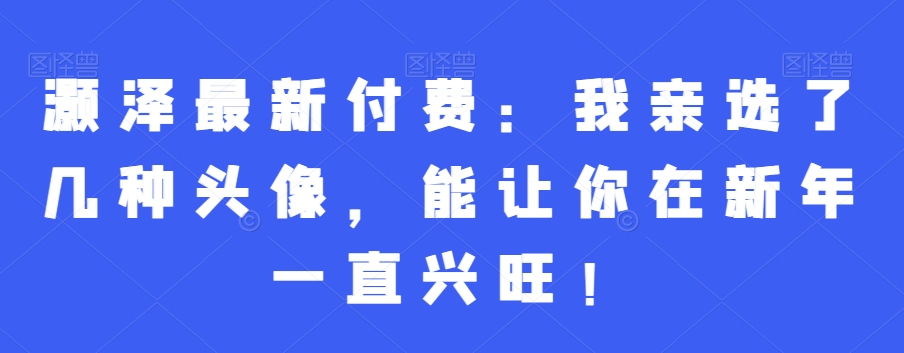 灏泽最新付费：我亲选了几种头像，能让你在新年一直兴旺！ - 网赚资源网-网赚资源网