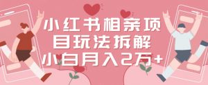 小红书相亲项目玩法拆解,有人通过这个副业项目做到了月收入2万多【揭秘】-网赚资源网