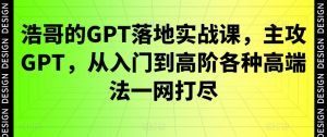 浩哥的GPT落地实战课,主攻GPT,从入门到高阶各种高端法一网打尽-网赚资源网