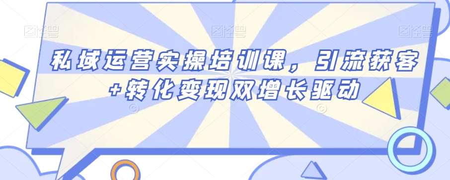 私域运营实操培训课，引流获客+转化变现双增长驱动 - 网赚资源网-网赚资源网