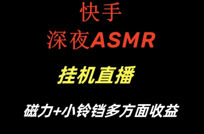 快手深夜ASMR挂机直播，磁力+小铃铛收益（附带工具和5G素材）【揭秘】-网赚资源网