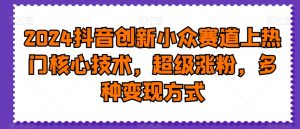 2024抖音创新小众赛道上热门核心技术,超级涨粉,多种变现方式【揭秘】-网赚资源网
