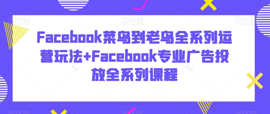 Facebook菜鸟到老鸟全系列运营玩法+Facebook专业广告投放全系列课程 - 网赚资源网-网赚资源网