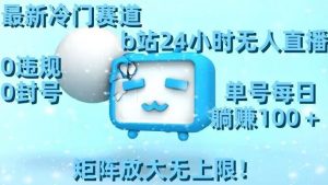 最新冷门赛道，b站24小时无人直播，0违规0封号，单号每日躺赚100＋，矩阵放大无上限【揭秘】-网赚资源网