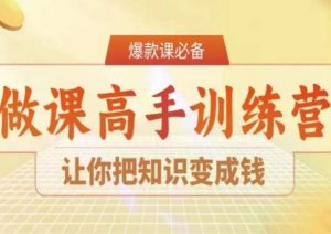28天做课高手陪跑营,让你把知识变成钱-网赚资源网