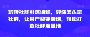 玩转社群引流课程,教你怎么玩社群,让用户裂变倍增,轻松打造社群流量池-网赚资源网