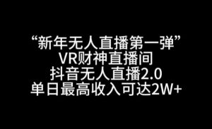 “新年无人直播第一弹“VR财神直播间,抖音无人直播2.0,单日最高收入可达2W+【揭秘】-网赚资源网