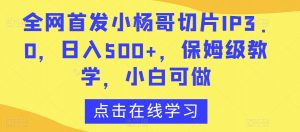 全网首发小杨哥切片IP3.0,日入500+,保姆级教学,小白可做【揭秘】-网赚资源网