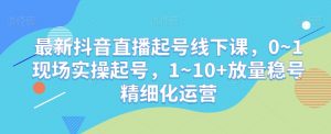最新抖音直播起号线下课,0~1现场实操起号,1~10+放量稳号精细化运营-网赚资源网