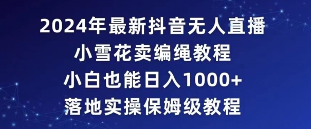 2024年抖音最新无人直播小雪花卖编绳项目，小白也能日入1000+落地实操保姆级教程【揭秘】 - 网赚资源网-网赚资源网
