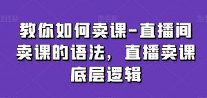 教你如何卖课-直播间卖课的语法，直播卖课底层逻辑-网赚资源网