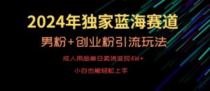 2024年独家蓝海赛道,成人用品单日卖货变现4W+,男粉+创业粉引流玩法,不愁搞不到流量【揭秘】-网赚资源网