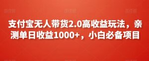 支付宝无人带货2.0高收益玩法,亲测单日收益1000+,小白必备项目【揭秘】-网赚资源网
