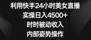 利用快手24小时美女直播,实操日入4500+,时时被动收入,内部姿势操作【揭秘】-网赚资源网