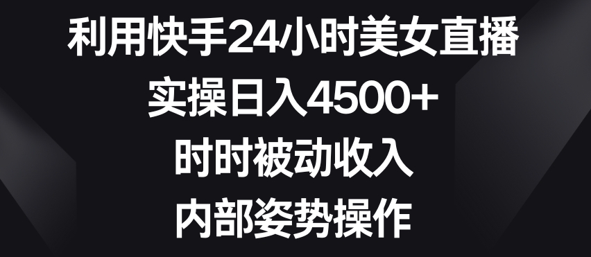 利用快手24小时美女直播，实操日入4500+，时时被动收入，内部姿势操作【揭秘】 - 网赚资源网-网赚资源网
