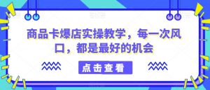 商品卡爆店实操教学，每一次风口，都是最好的机会-网赚资源网