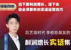 后艺培时代李校给朋友的利润增长实话集,当下要利润增长、活下去你必须要听的实话运营技巧-网赚资源网