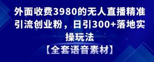 外面收费3980的无人直播精准引流创业粉,日引300+落地实操玩法【全套语音素材】【揭秘】-网赚资源网