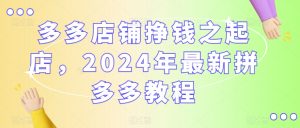 多多店铺挣钱之起店，2024年最新拼多多教程-网赚资源网