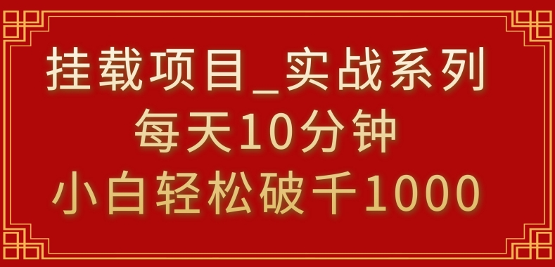 挂载项目，小白轻松破1000，每天10分钟，实战系列保姆级教程【揭秘】 - 网赚资源网-网赚资源网