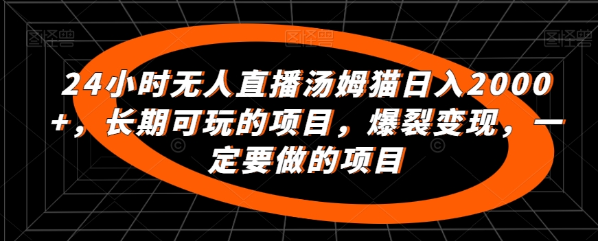 24小时无人直播汤姆猫日入2000+，长期可玩的项目，爆裂变现，一定要做的项目【揭秘】 - 网赚资源网-网赚资源网